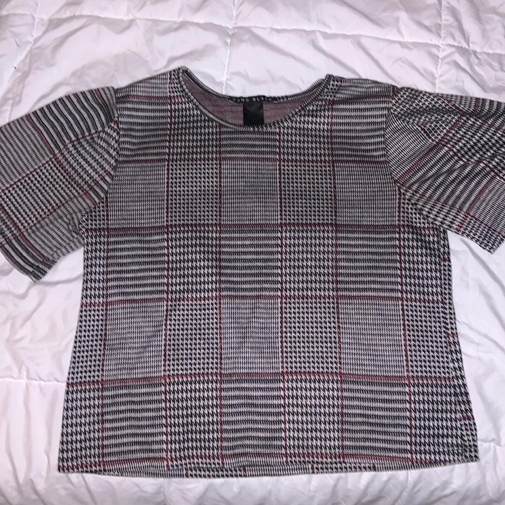 Plaid grey blouse